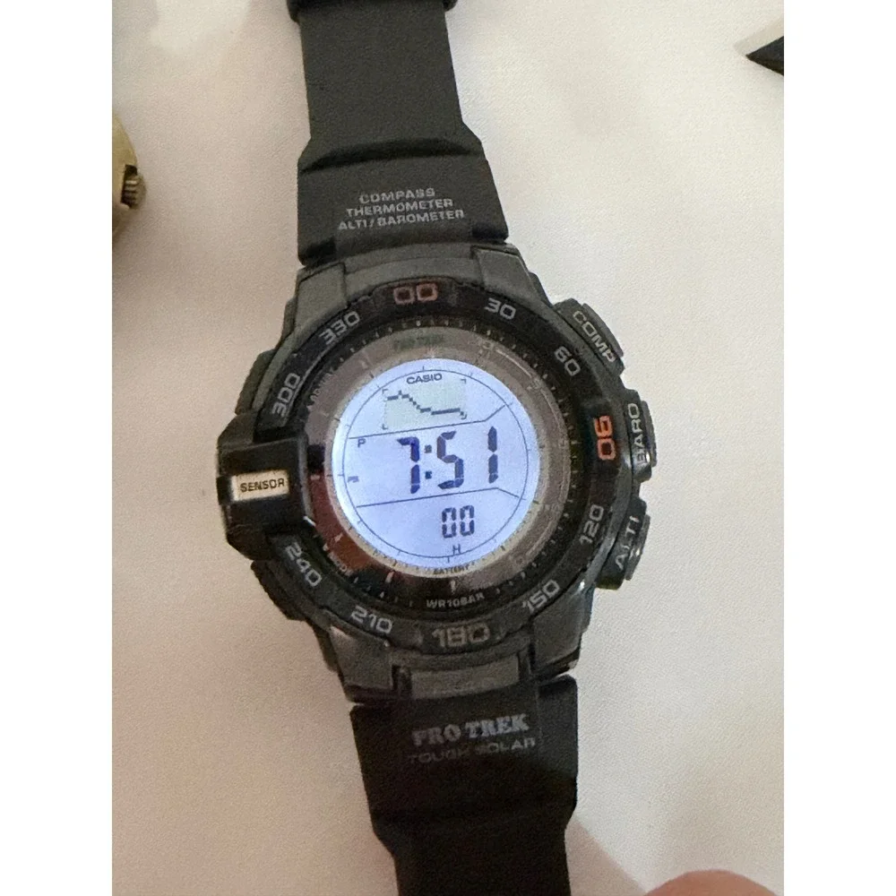 Casio Pro Trek PRG-270-1 Tough Solar Triple Sensor Black Digital Watch 3415